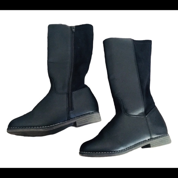 OLD NAVY Black Jack Vegan Leather Tall Riding Boots With Zipper Black Girl Sz 3 - Picture 6 of 10